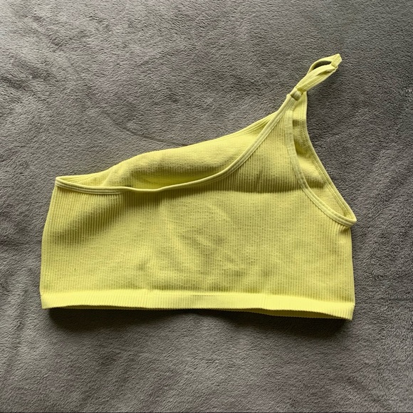 neon yellow one shoulder bralette - Picture 2 of 3